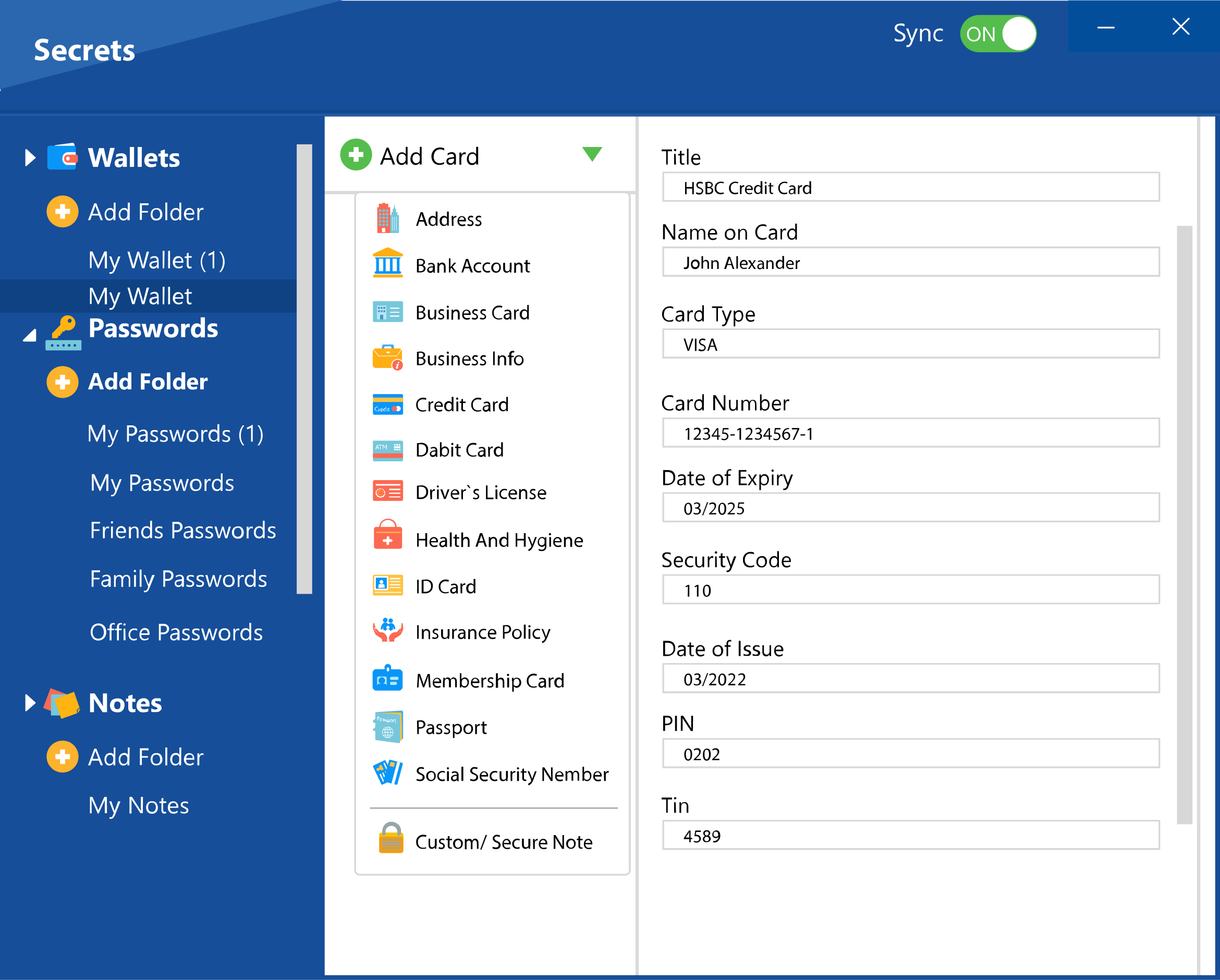 Folder Lock secrets module screen from the official software archive